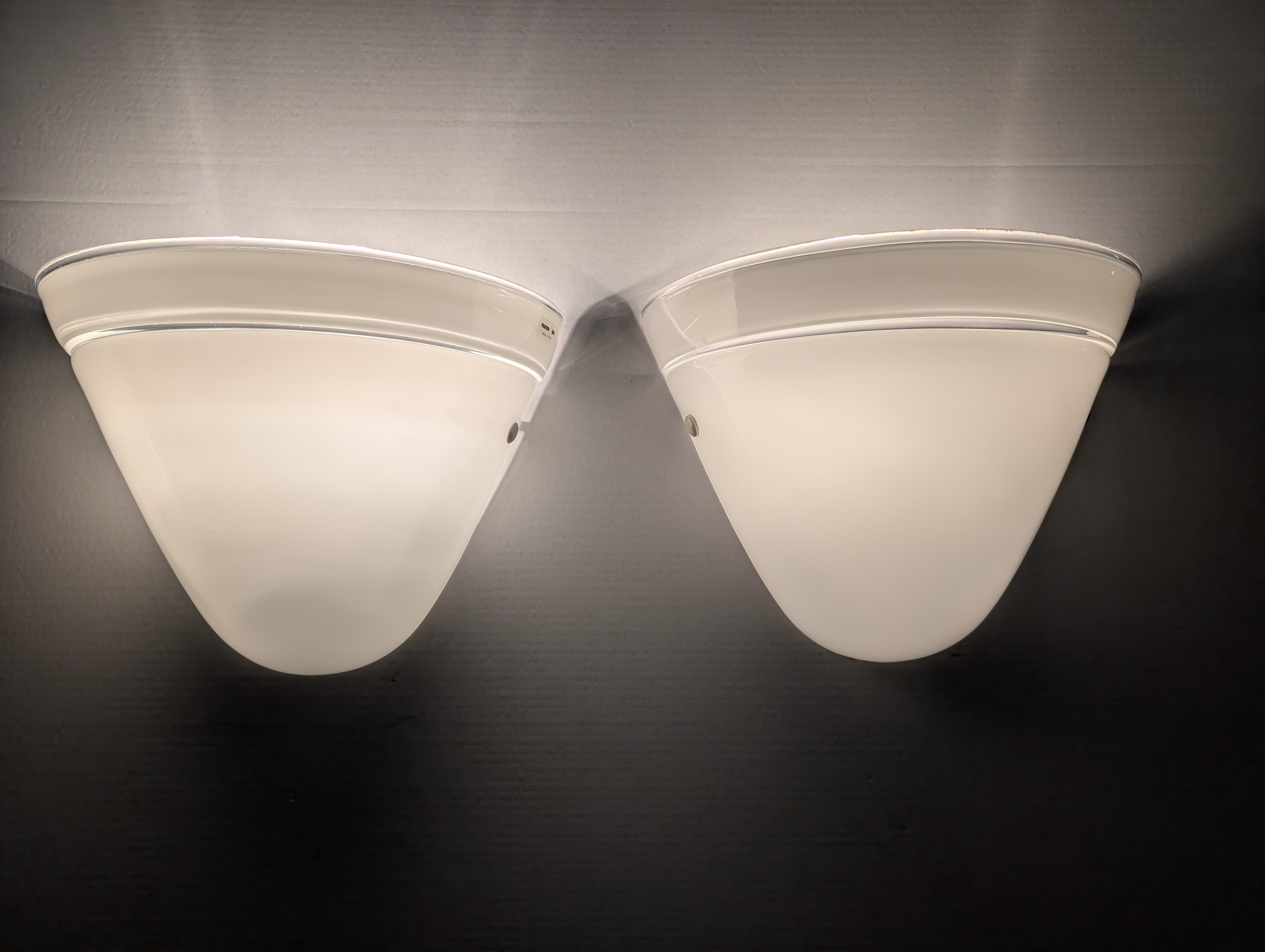 Par de Apliques Murano Due Cristal Blanco, Italia, 1980s - Imagen 7