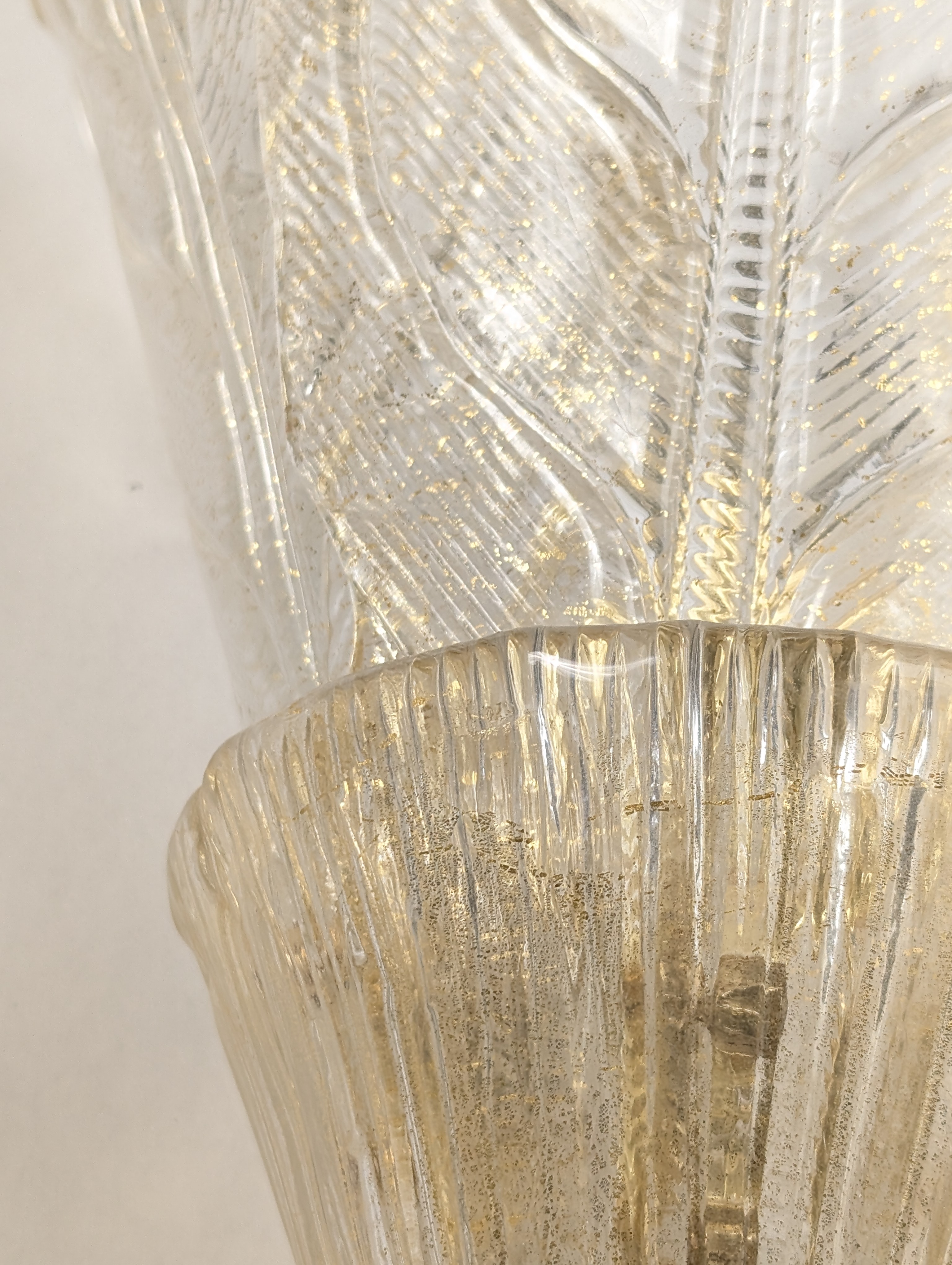 Par de Apliques Barovier & Toso Murano Foglia d'Oro, 1980s - Imagen 9
