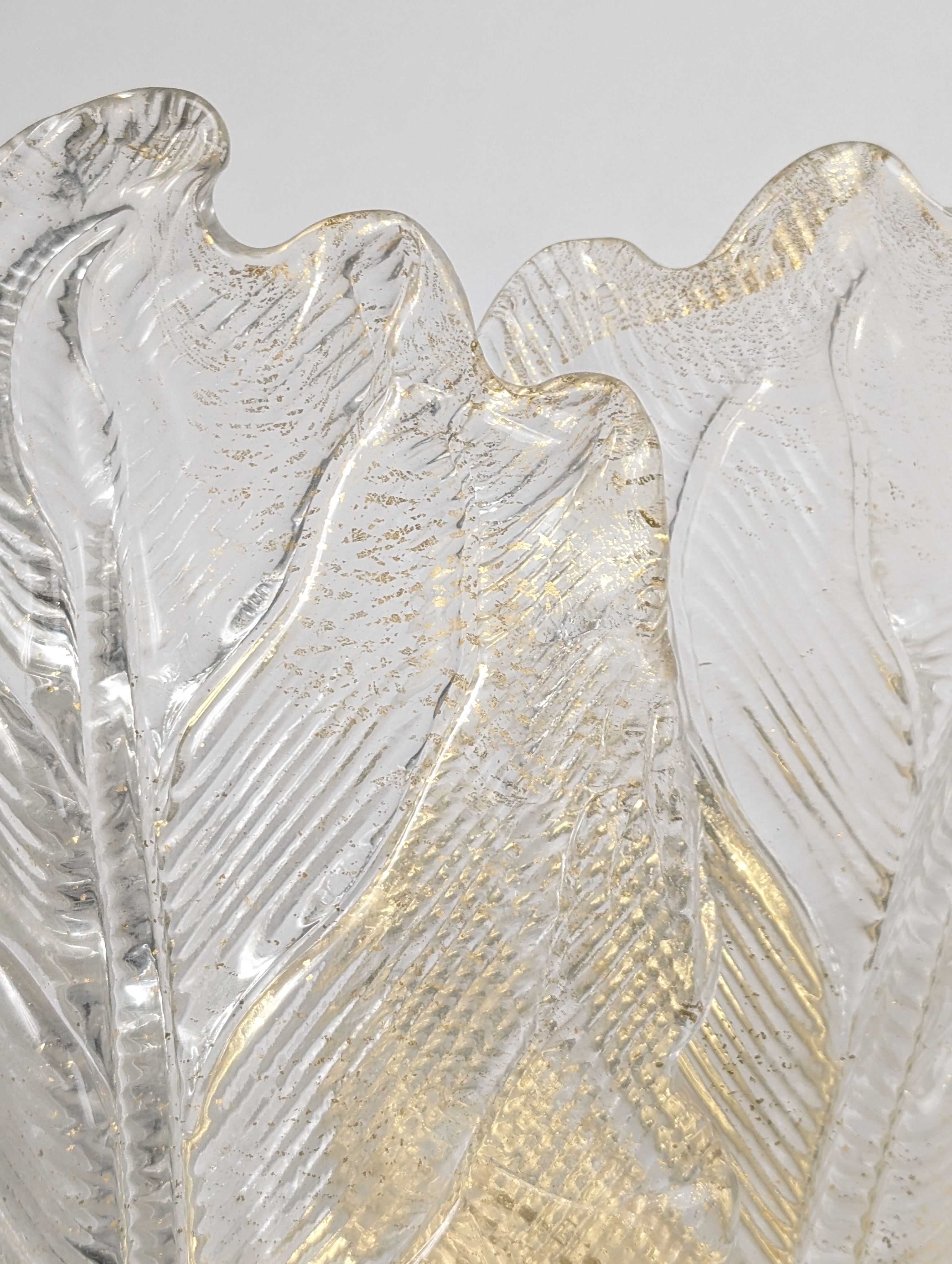 Par de Apliques Barovier & Toso Murano Foglia d'Oro, 1980s - Imagen 10