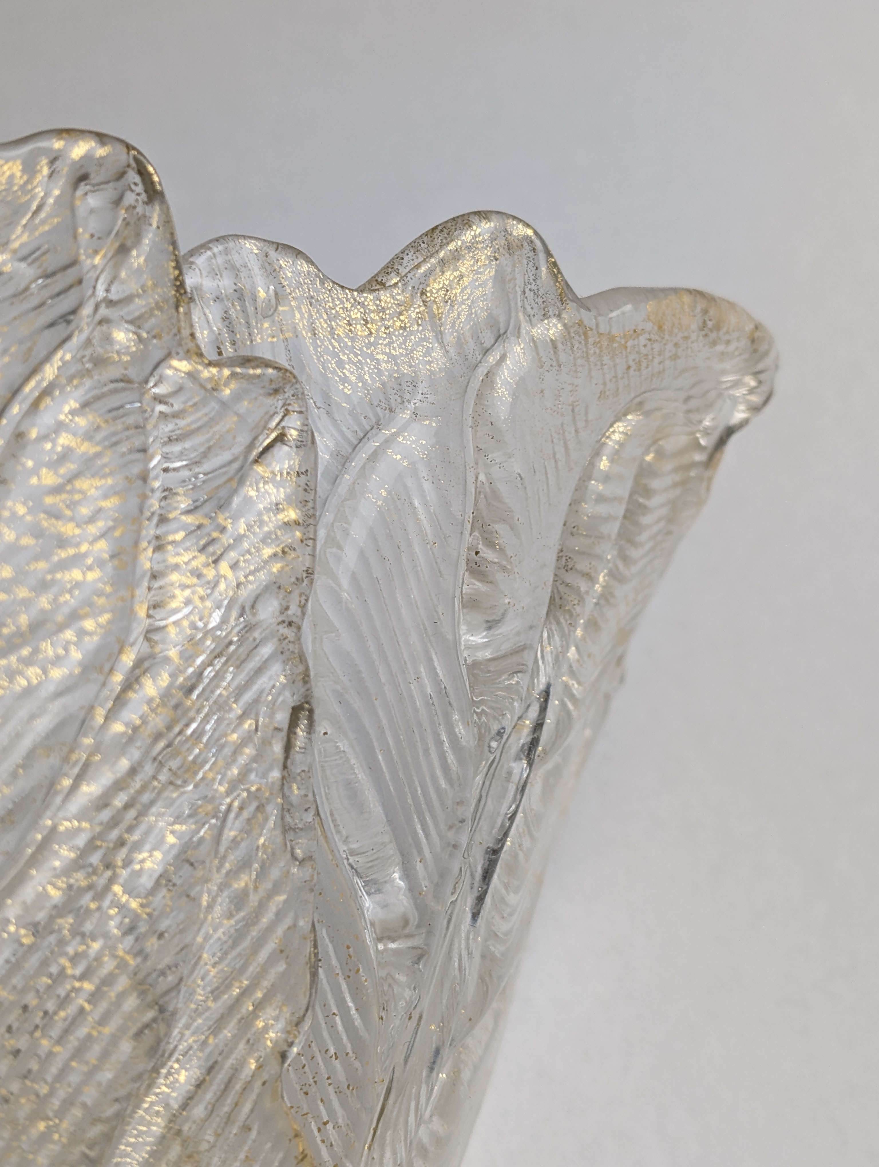 Par de Apliques Barovier & Toso Murano Foglia d'Oro, 1980s - Imagen 11