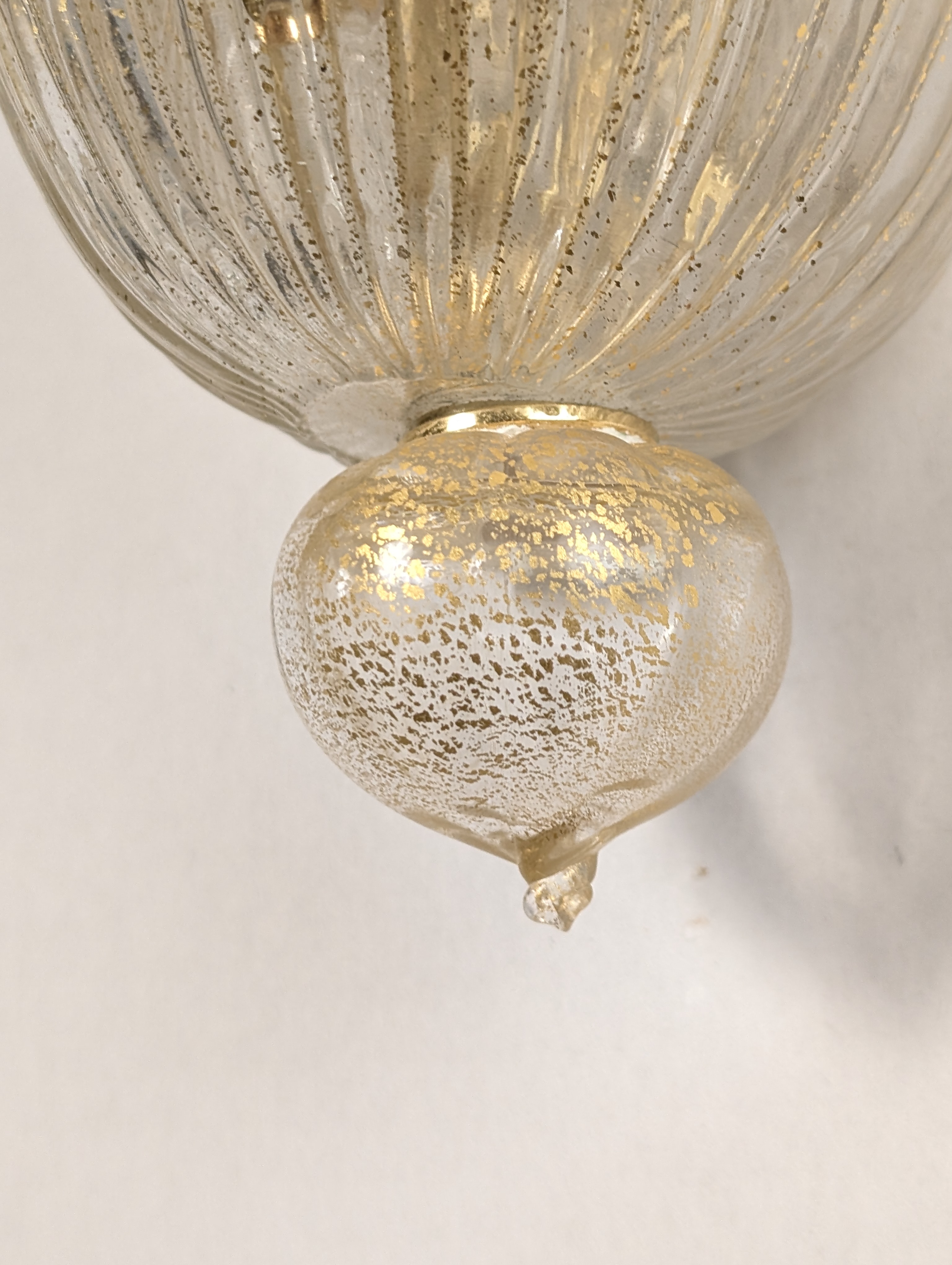 Par de Apliques Barovier & Toso Murano Foglia d'Oro, 1980s - Imagen 8