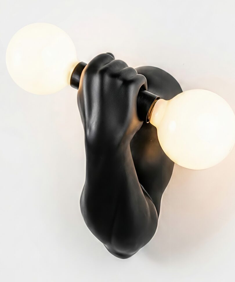 Aplique de Pared en Cerámica Negra J.C. Peiré, Brazo Escultural, 1980s