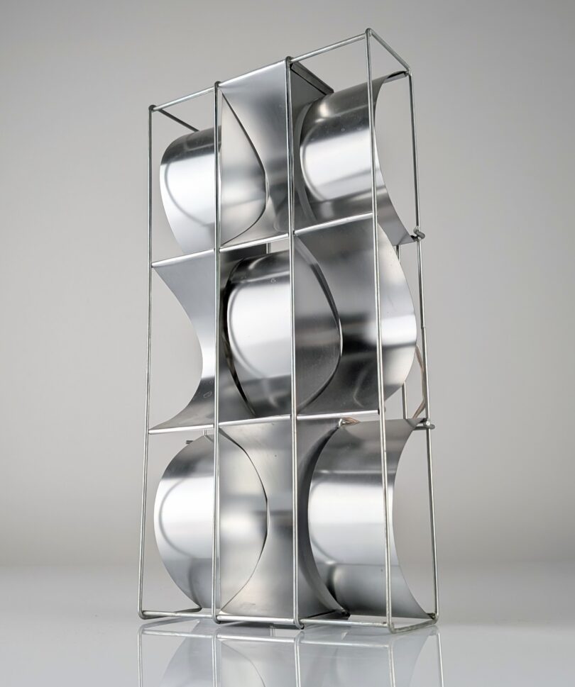 Max Sauze Original Aluminum Geometric Wall Sconce, 1970s