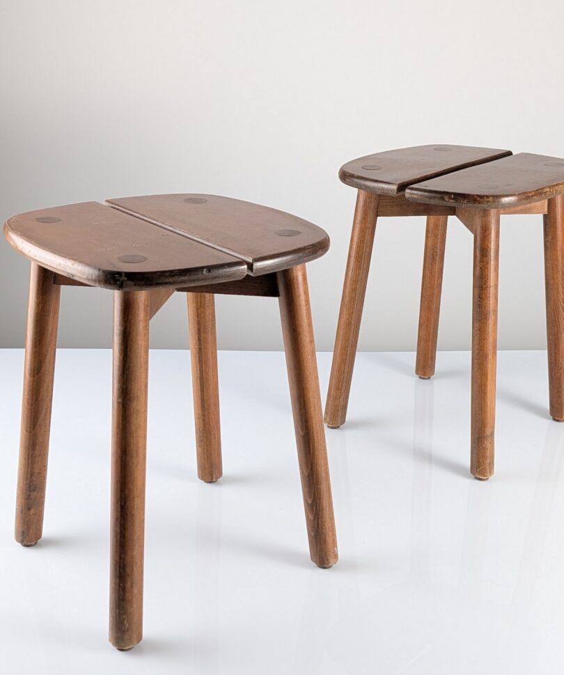 Par de Taburetes de Madera de Pierre Gautier Delaye, Francia, 1960s