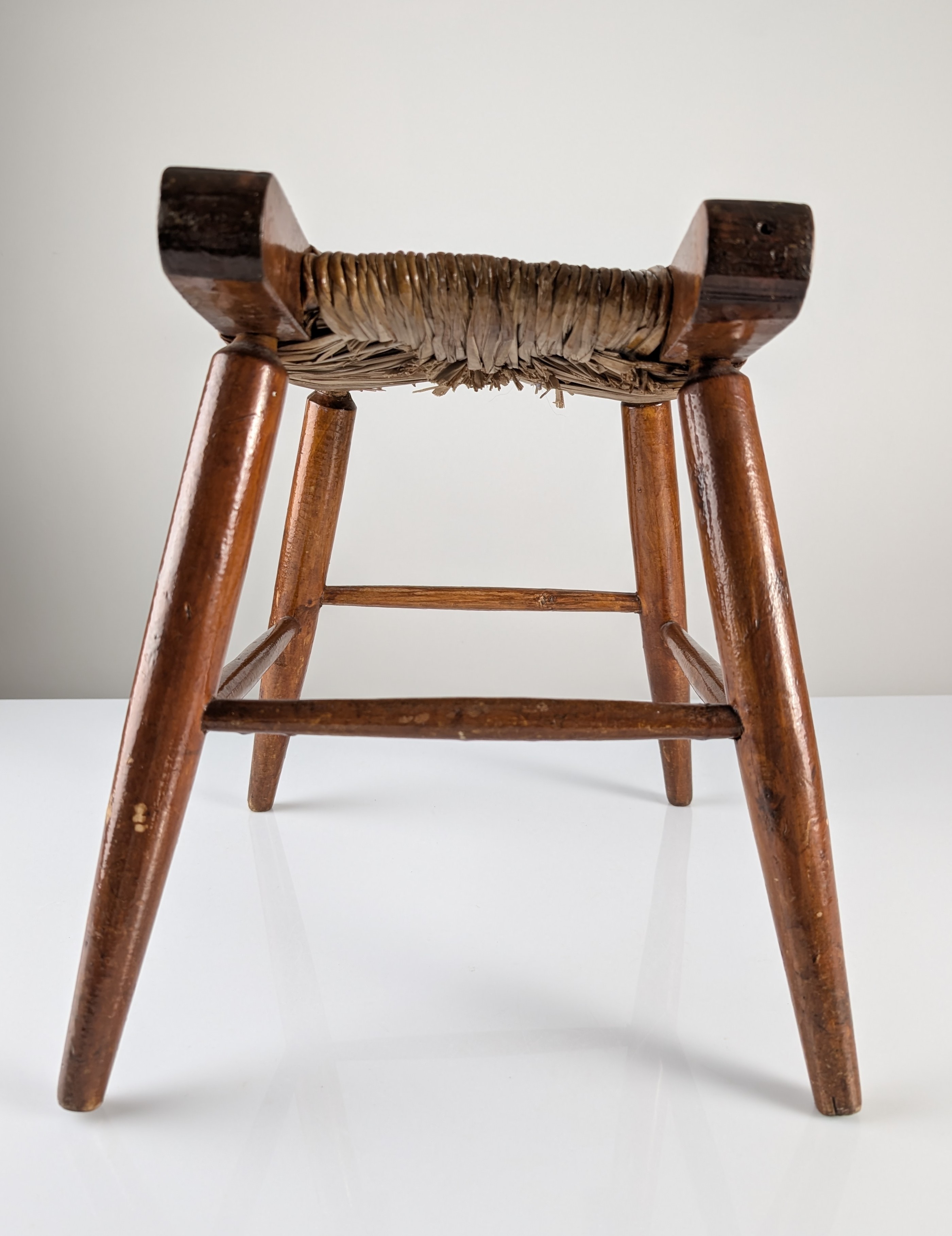 Taburete Rústico de Madera y Enea "Tajo", España, 1940s - Imagen 15