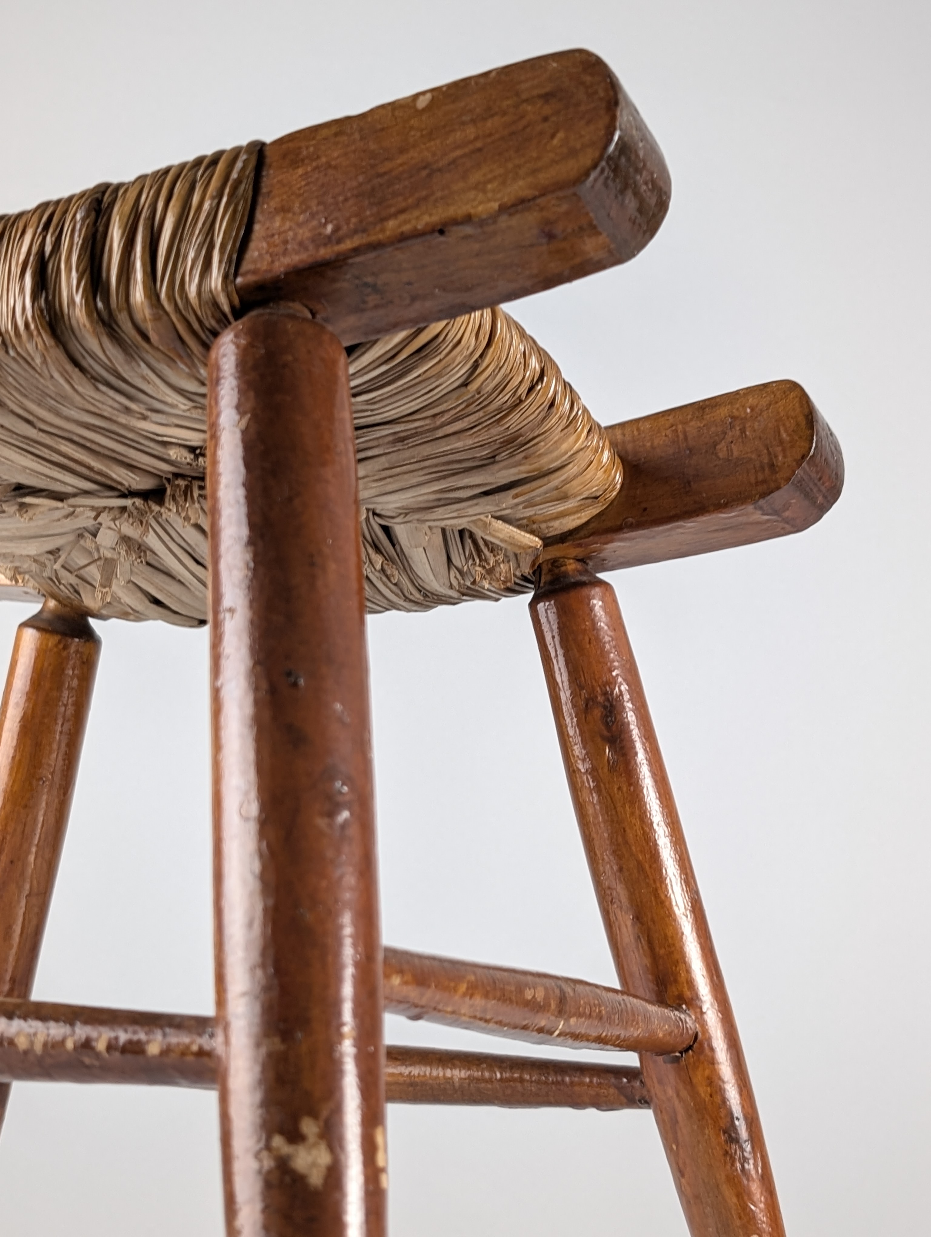 Taburete Rústico de Madera y Enea "Tajo", España, 1940s - Imagen 13