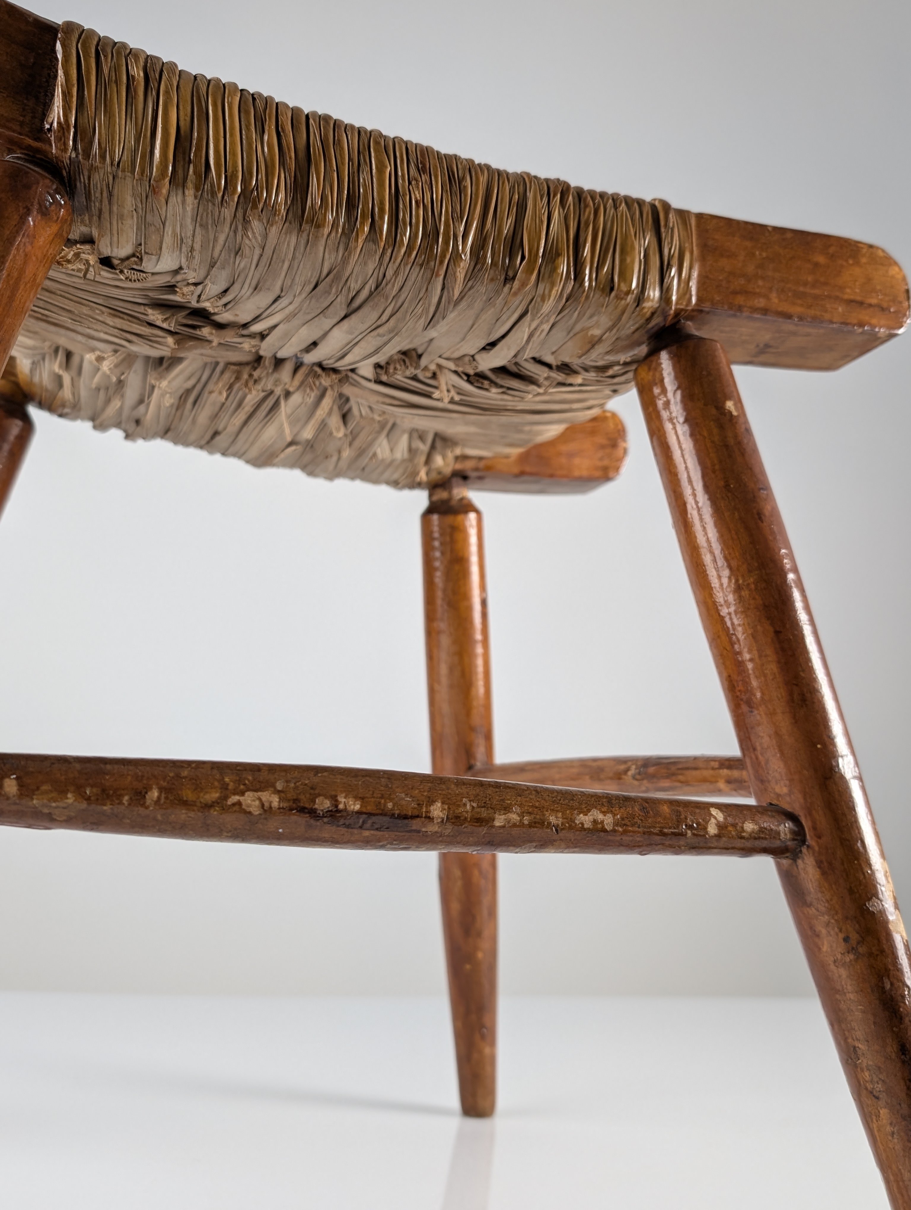 Taburete Rústico de Madera y Enea "Tajo", España, 1940s - Imagen 10