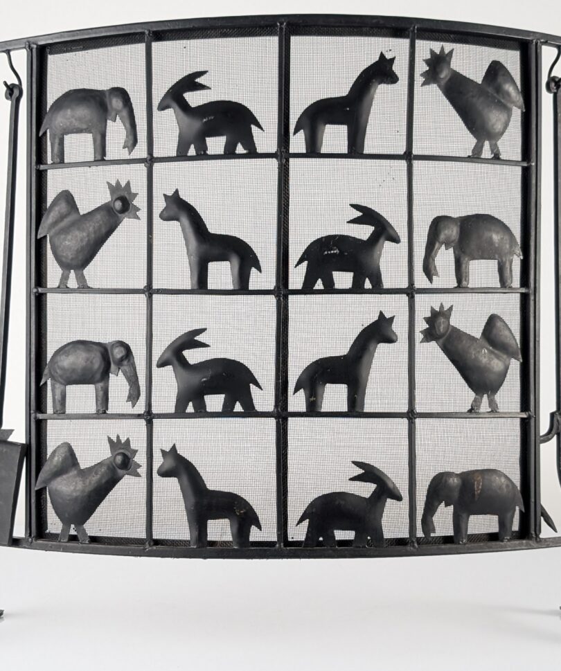 Pantalla de Chimenea de Hierro Forjado de Atelier Marolles, Francia, 1950s