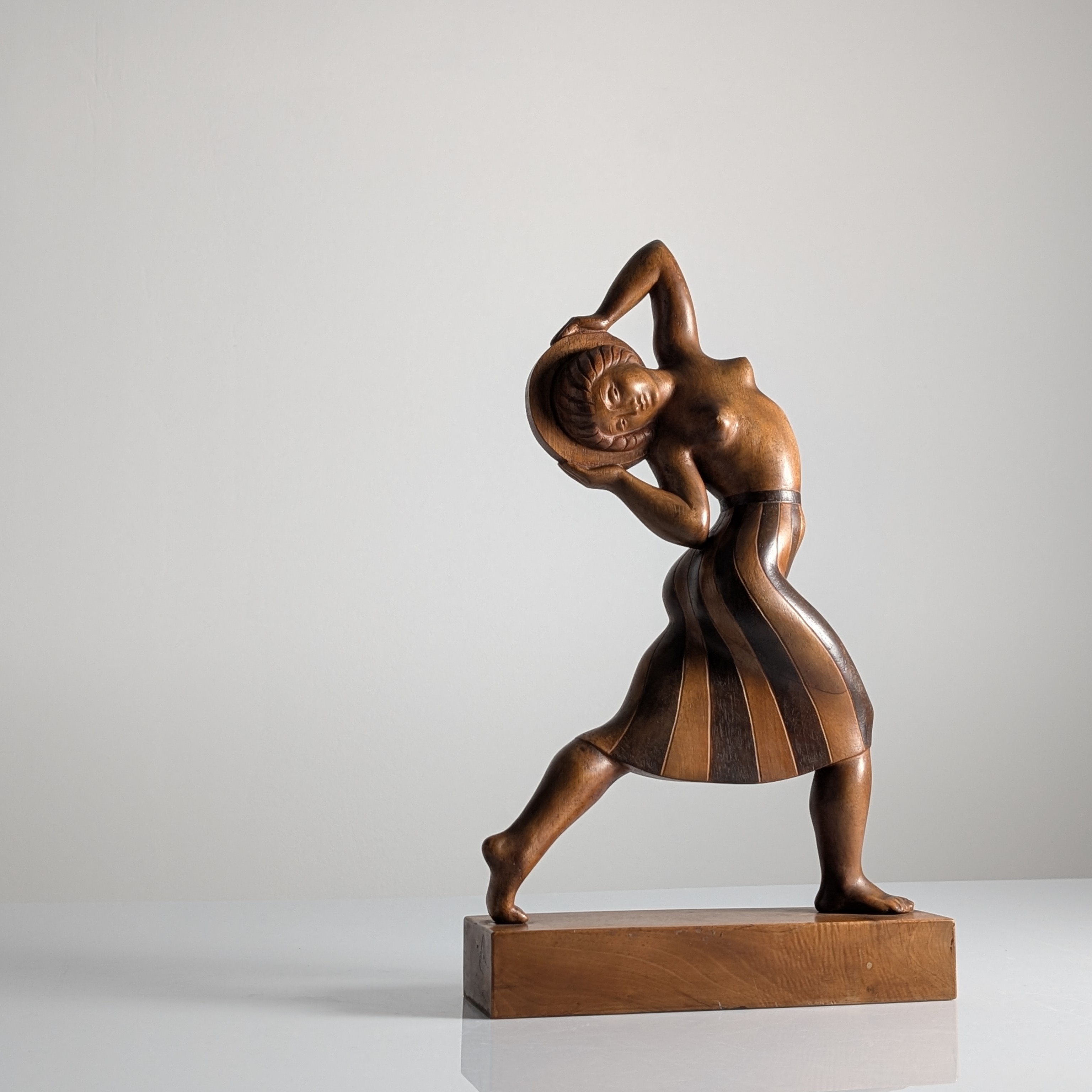 Escultura Art Déco de Madera de Jens Jacob Bregnø, Dinamarca, 1900s, Firmada