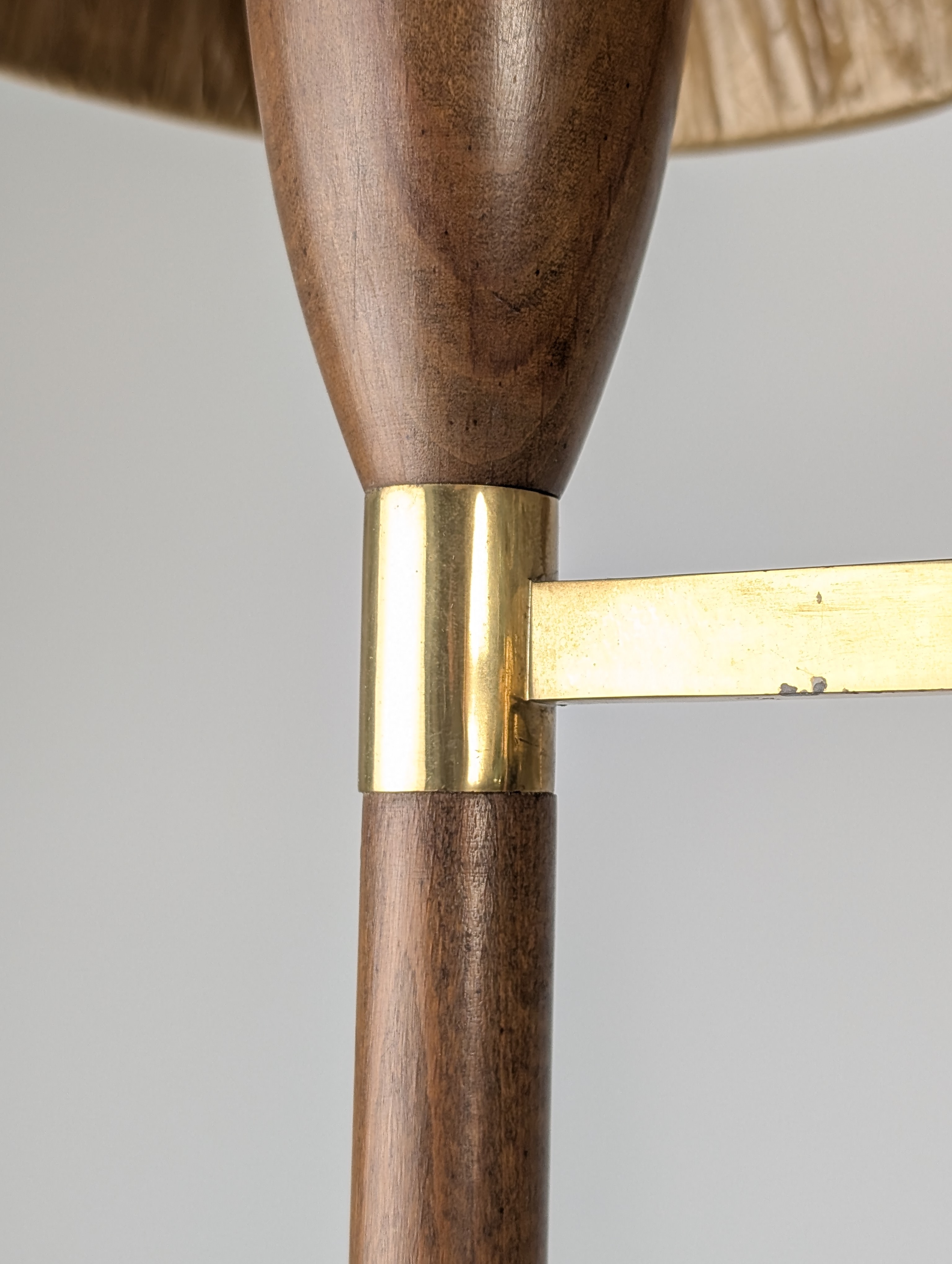 Lámpara danesa de cinco brazos en madera y latón, 1950s - Imagen 6