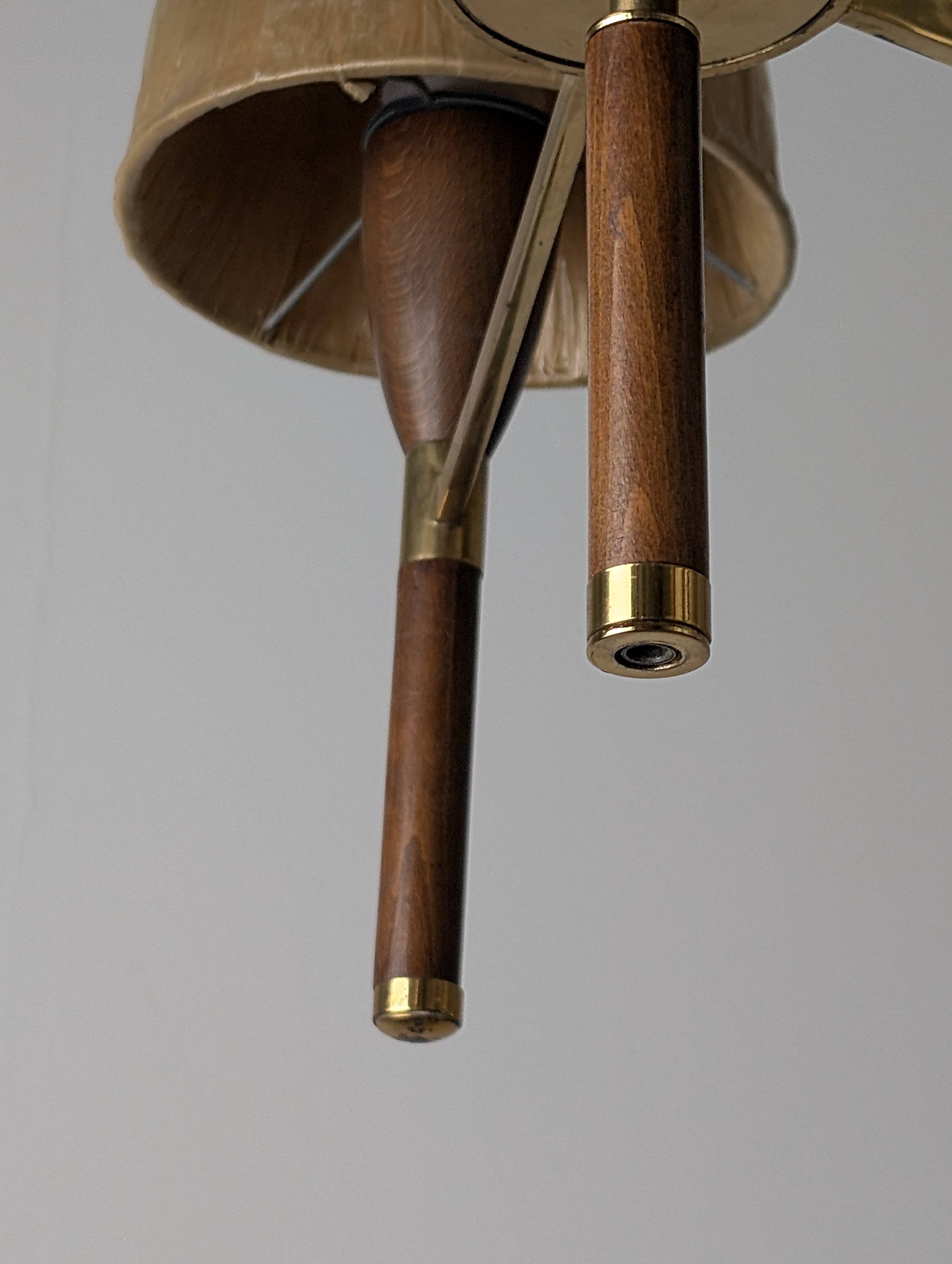 Lámpara danesa de cinco brazos en madera y latón, 1950s - Imagen 12