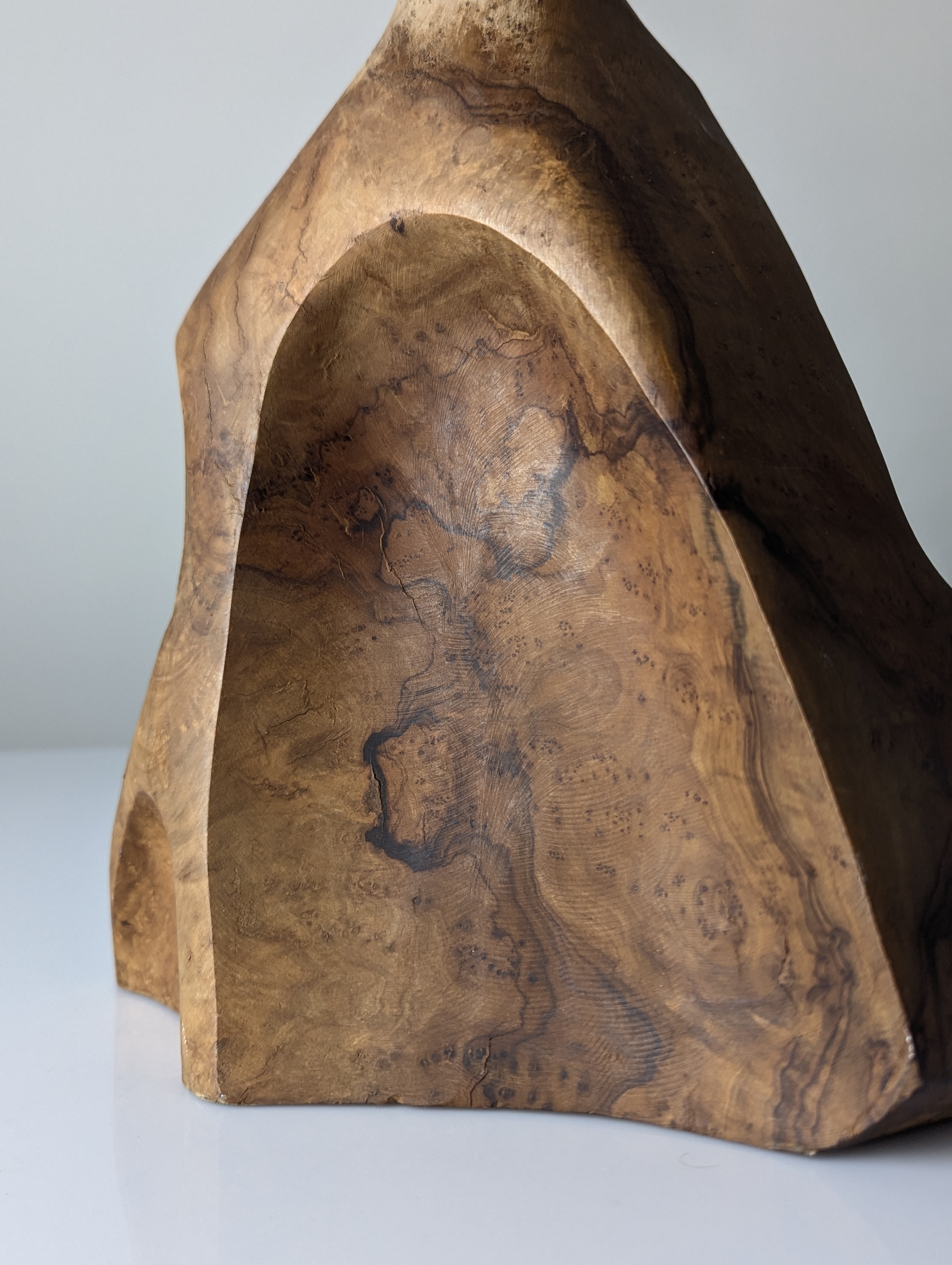 Lámpara de Mesa Escultural en Madera de Olivo Tallada Organic Modern 1970s - Imagen 9