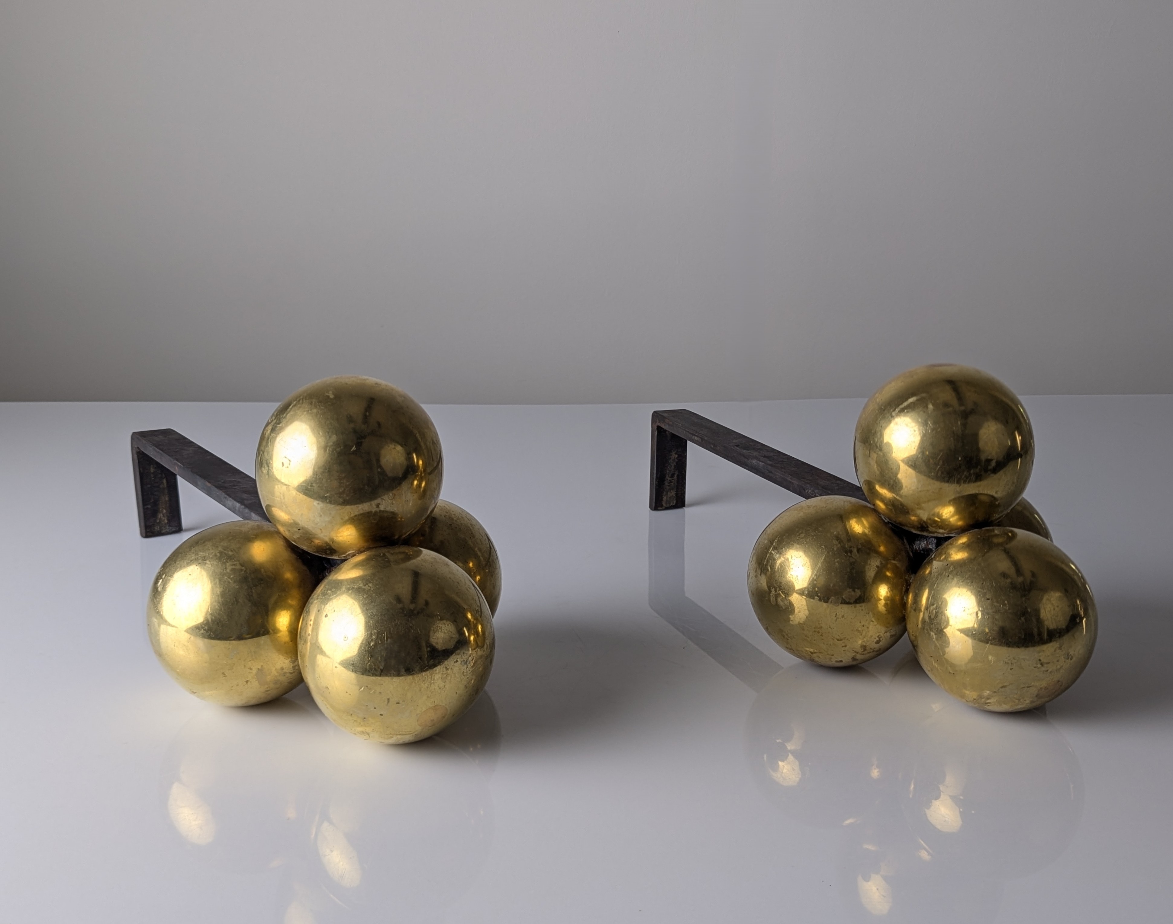 Morillos de Bronce y Hierro Forjado por Jacques Adnet, 1930s