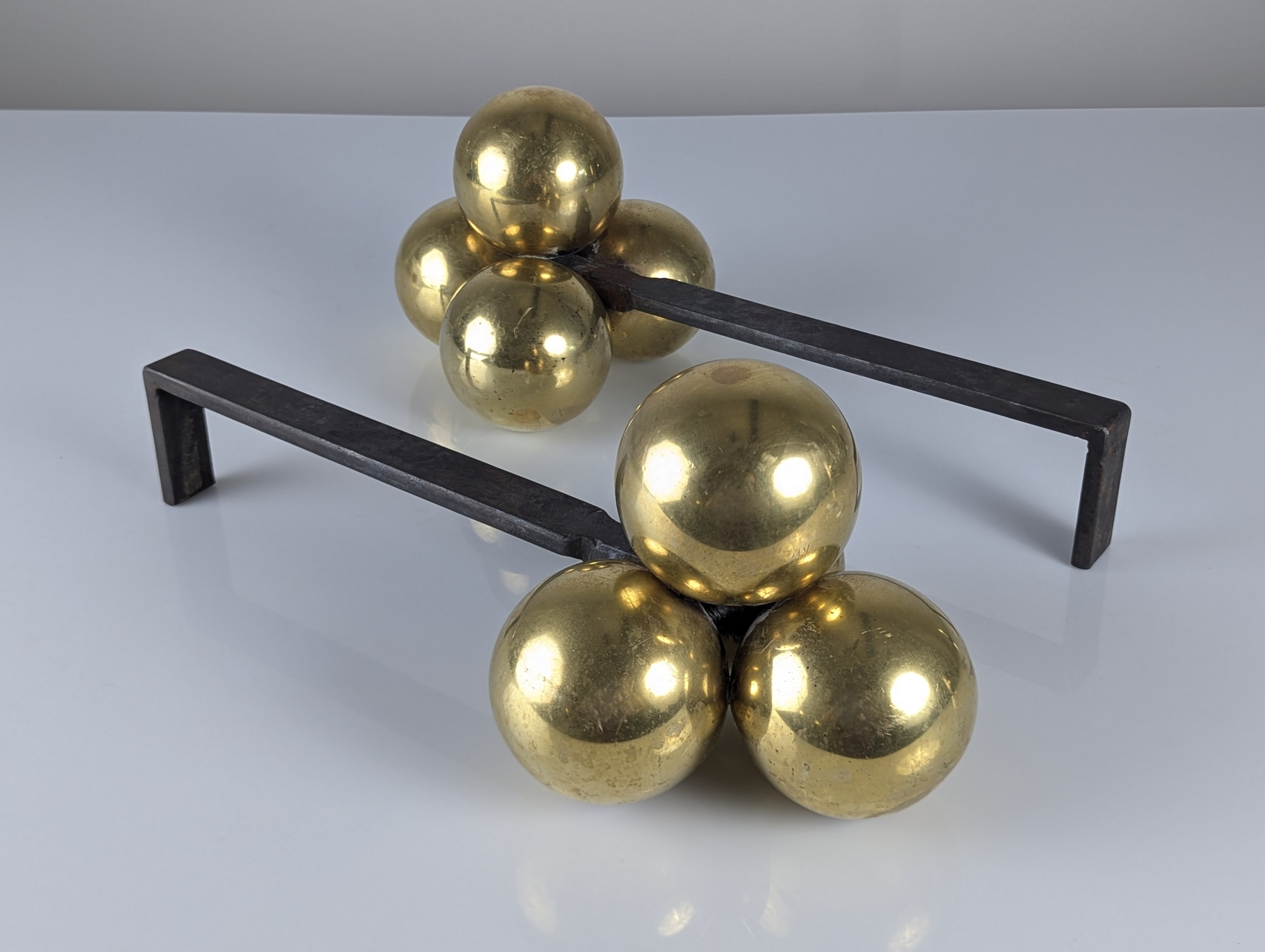 Morillos de Bronce y Hierro Forjado por Jacques Adnet, 1930s - Imagen 3
