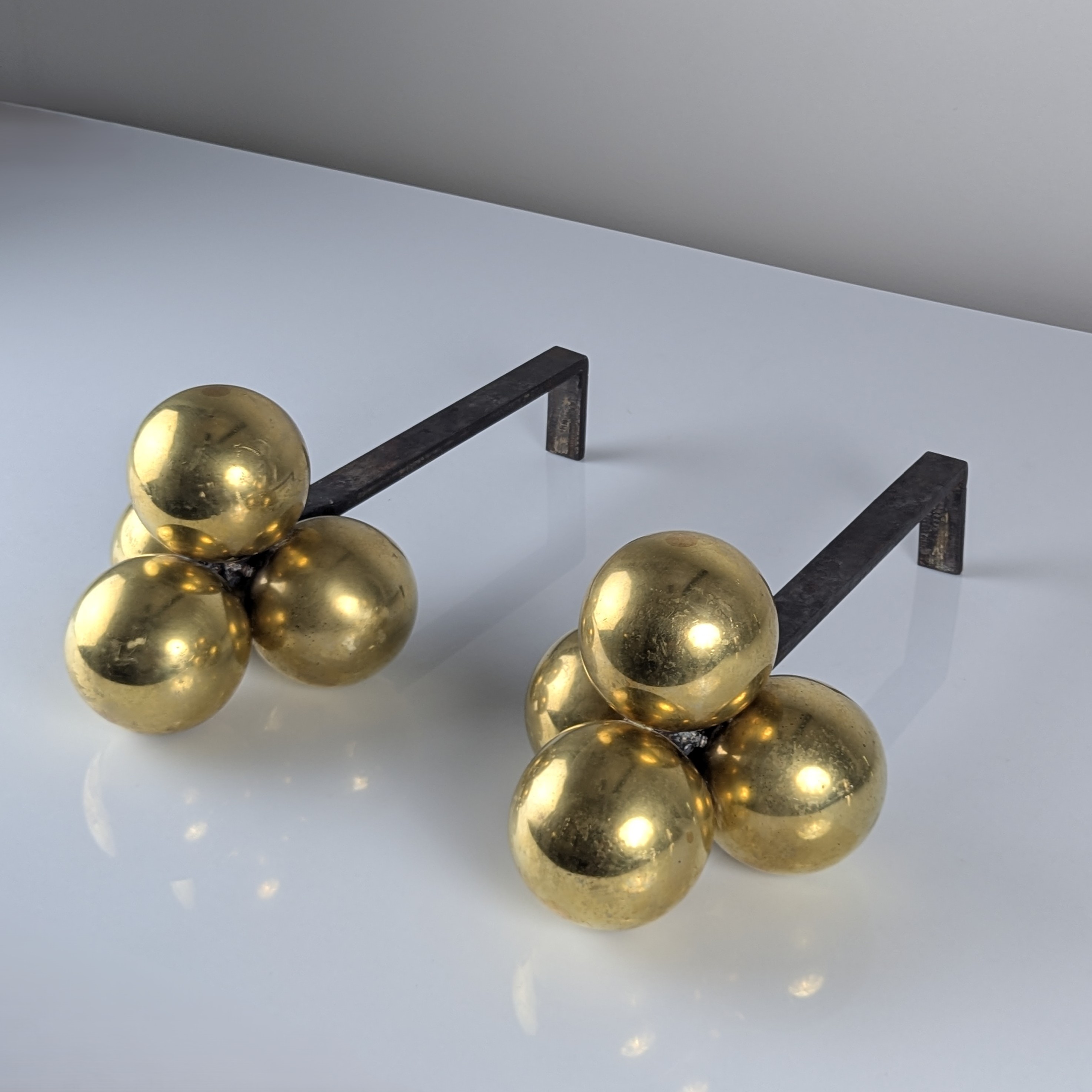 Morillos de Bronce y Hierro Forjado por Jacques Adnet, 1930s - Imagen 2