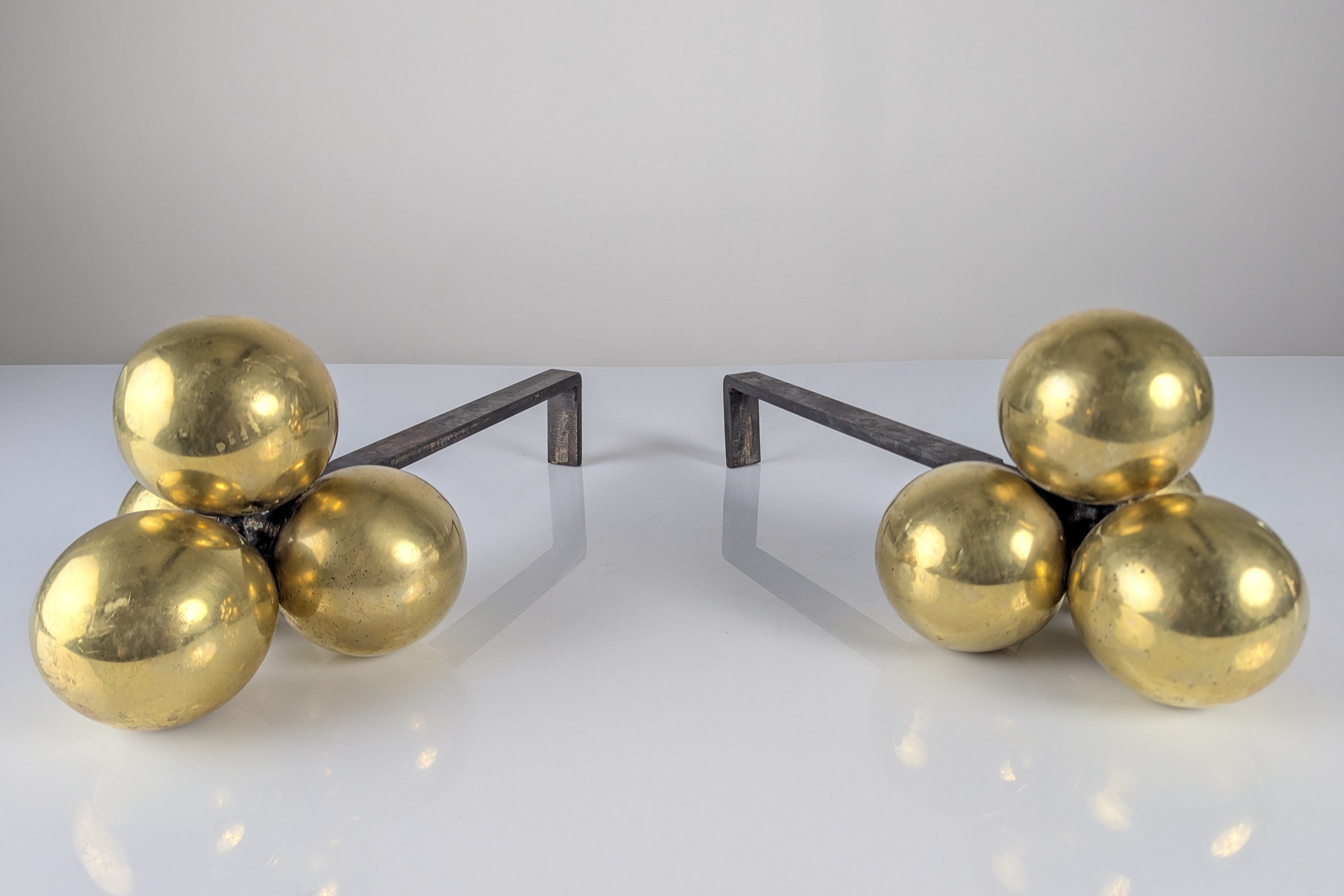 Morillos de Bronce y Hierro Forjado por Jacques Adnet, 1930s - Imagen 8