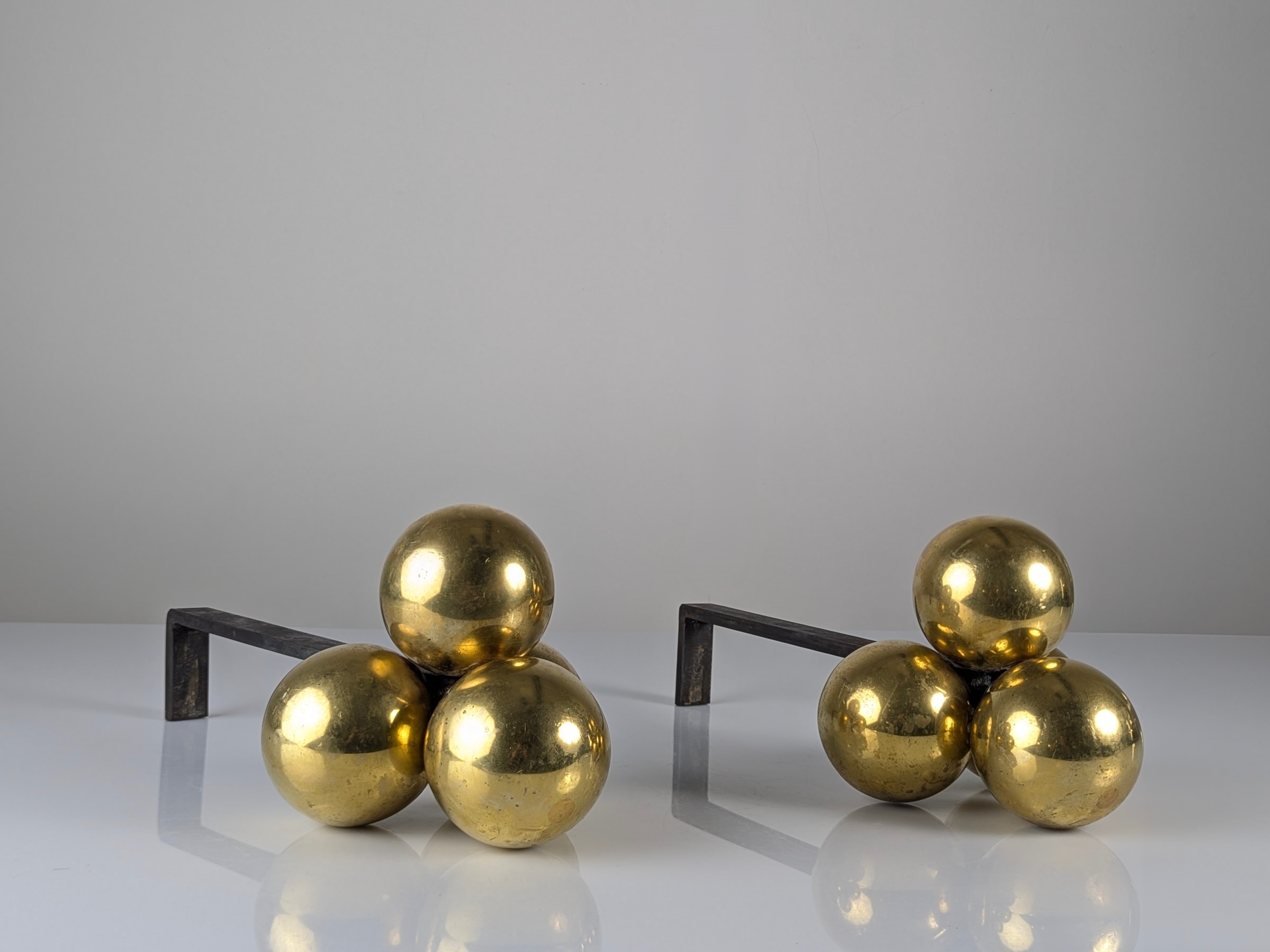 Morillos de Bronce y Hierro Forjado por Jacques Adnet, 1930s - Imagen 5