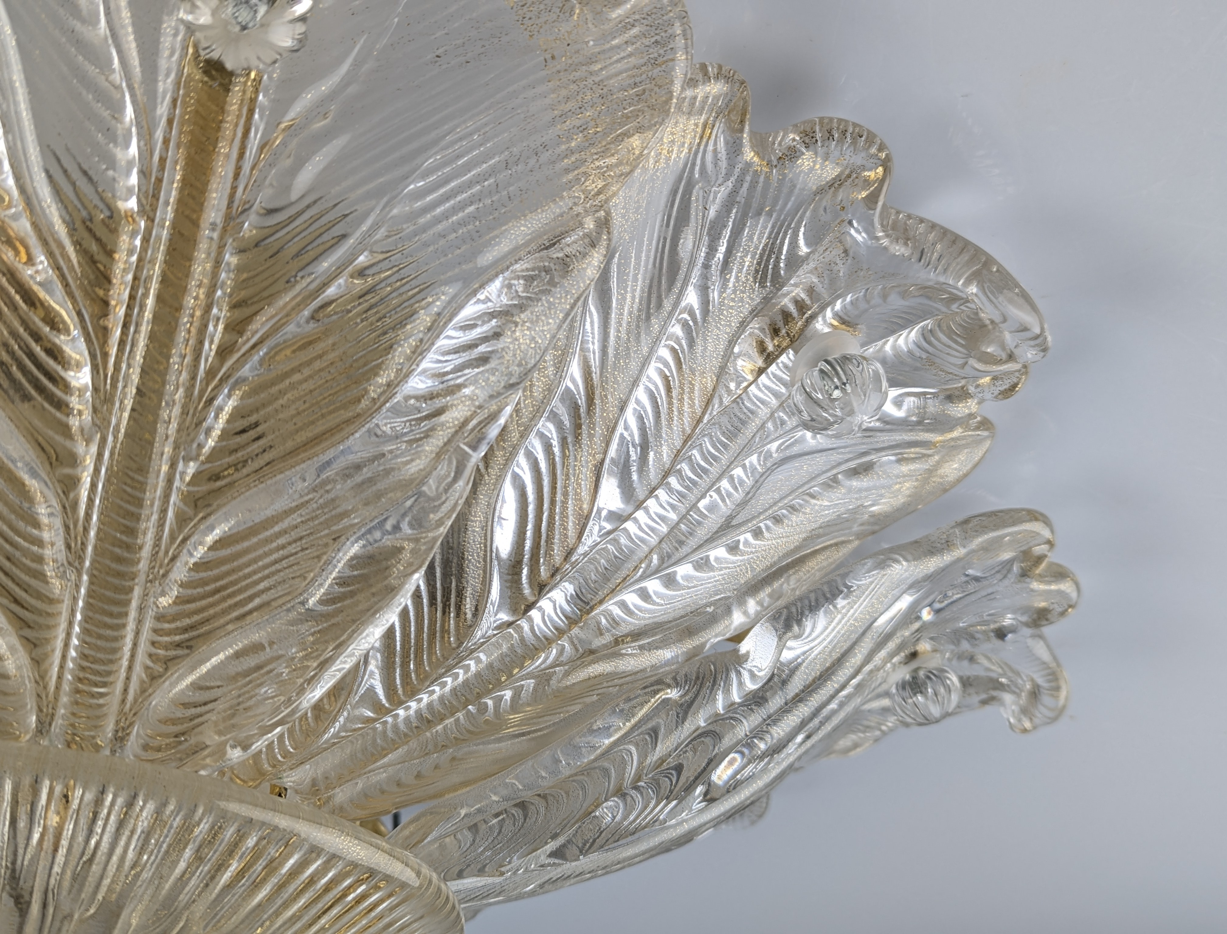 Lámpara de techo Barovier & Toso Foglia d'Oro Murano, Italia, 1980s - Imagen 11