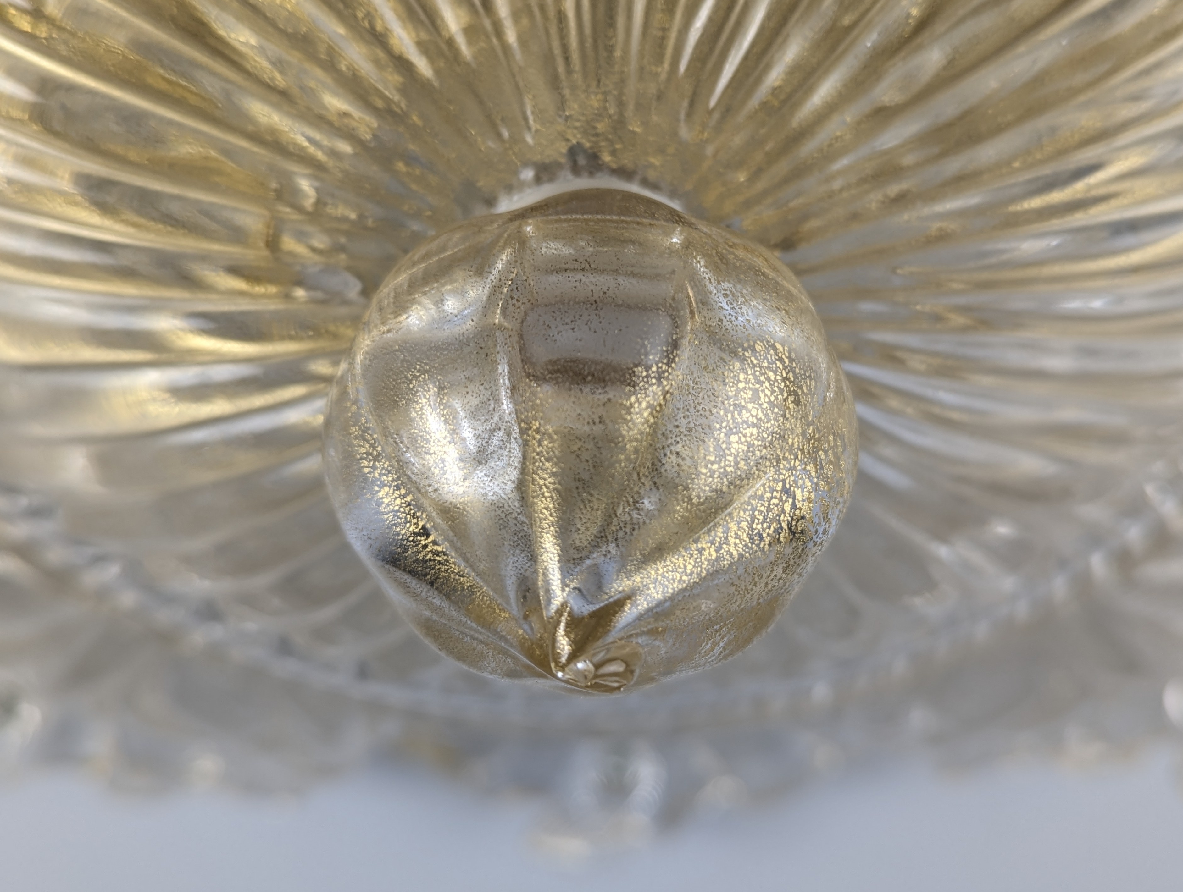 Lámpara de techo Barovier & Toso Foglia d'Oro Murano, Italia, 1980s - Imagen 10