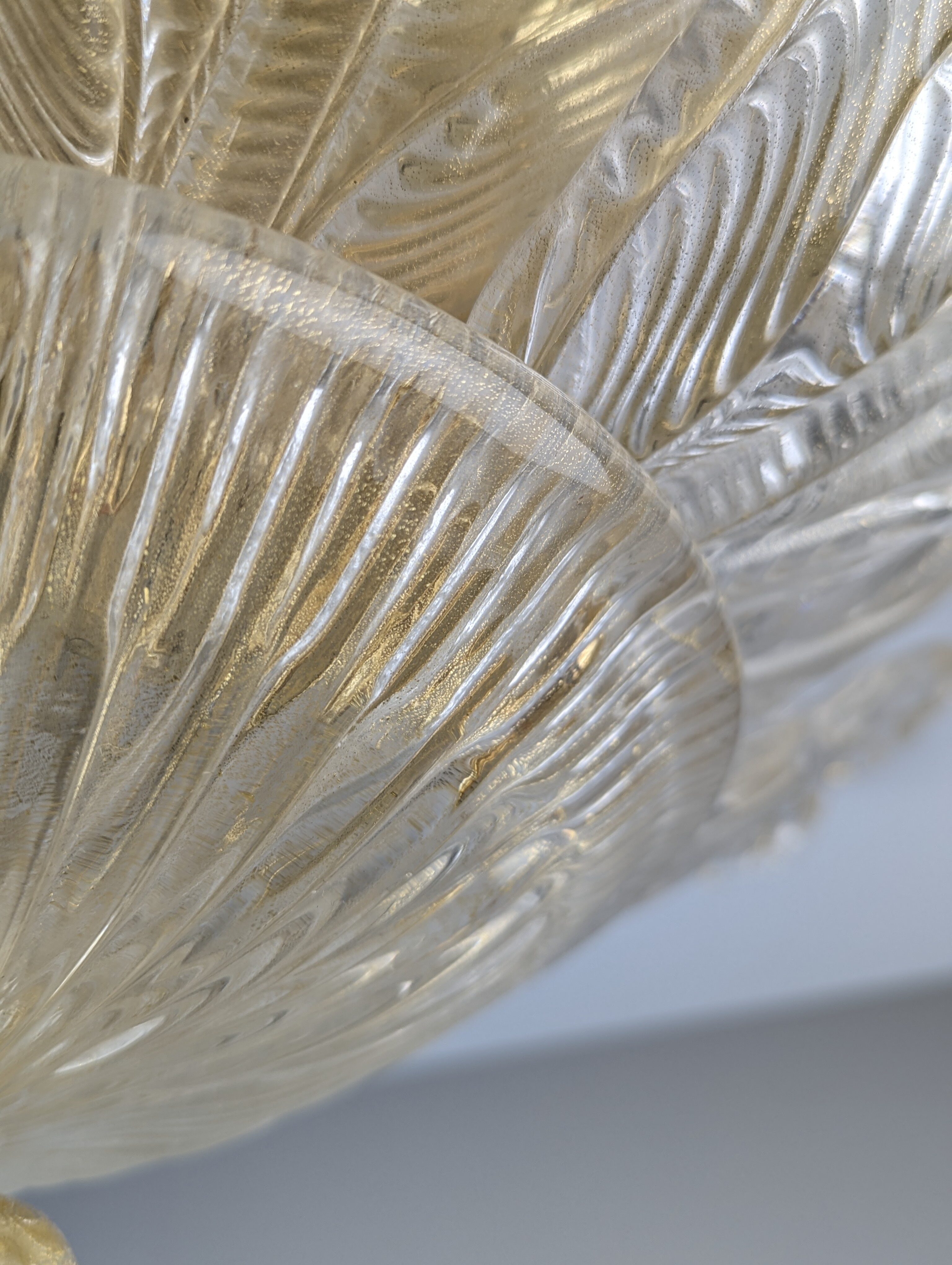 Lámpara de techo Barovier & Toso Foglia d'Oro Murano, Italia, 1980s - Imagen 4