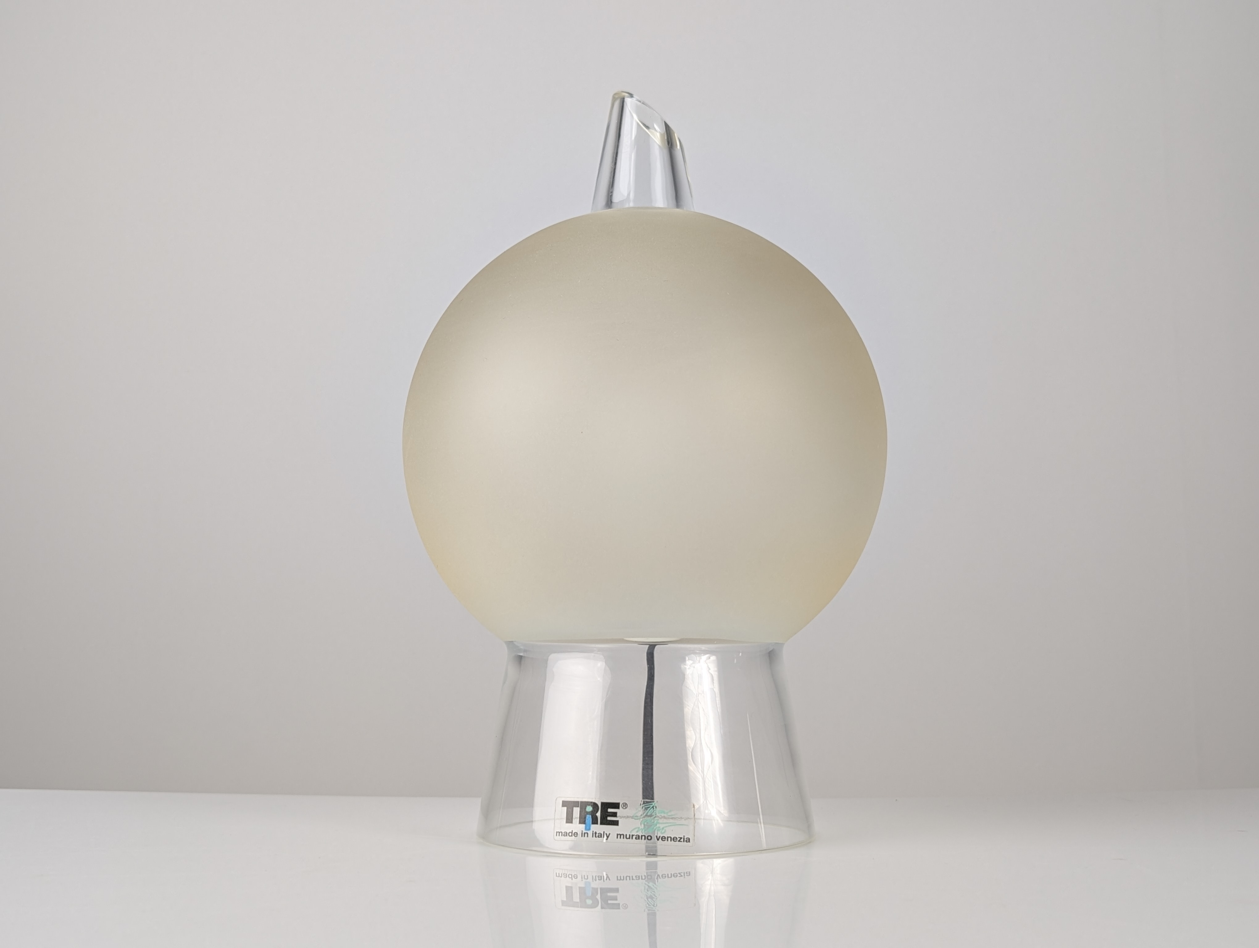 Lámpara de Mesa en Cristal de Murano de Itre, Cono y Esfera Satinada, Venecia 1980s - Imagen 7