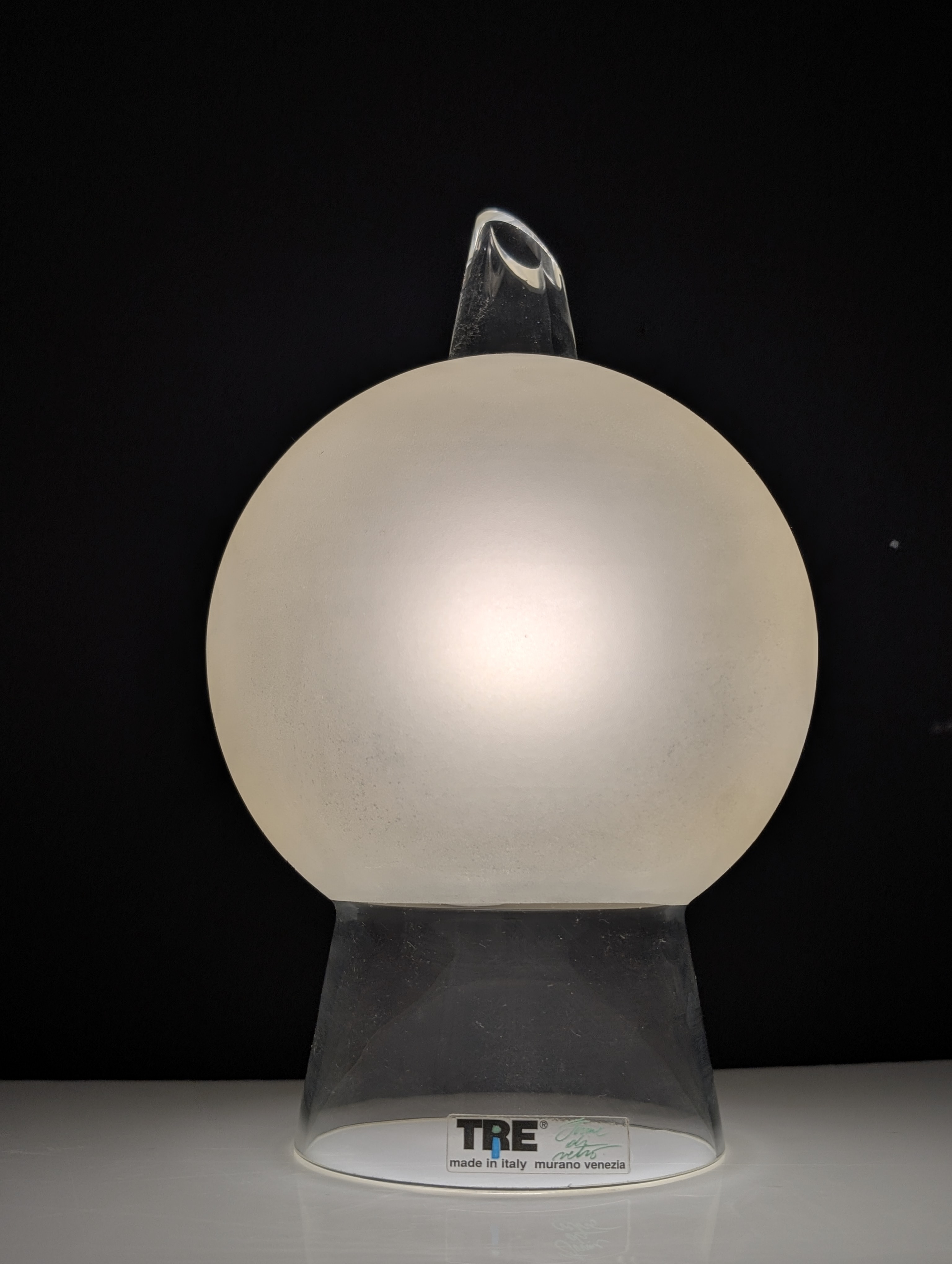 Lámpara de Mesa en Cristal de Murano de Itre, Cono y Esfera Satinada, Venecia 1980s - Imagen 5