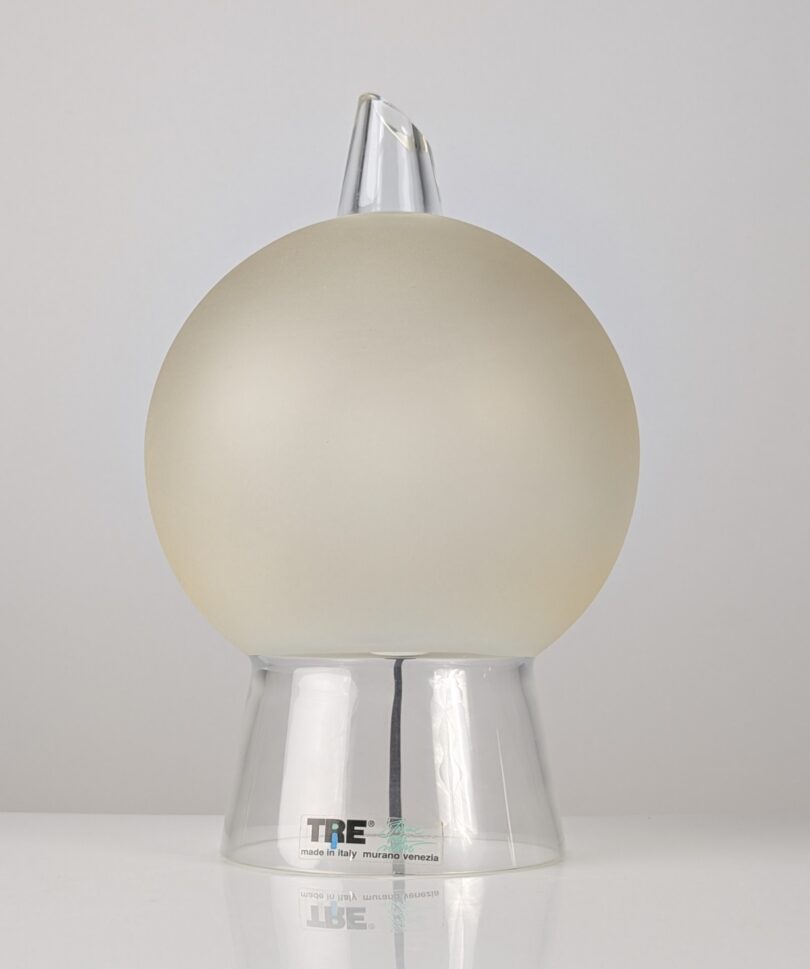 Lámpara de Mesa en Cristal de Murano de Itre, Cono y Esfera Satinada, Venecia 1980s