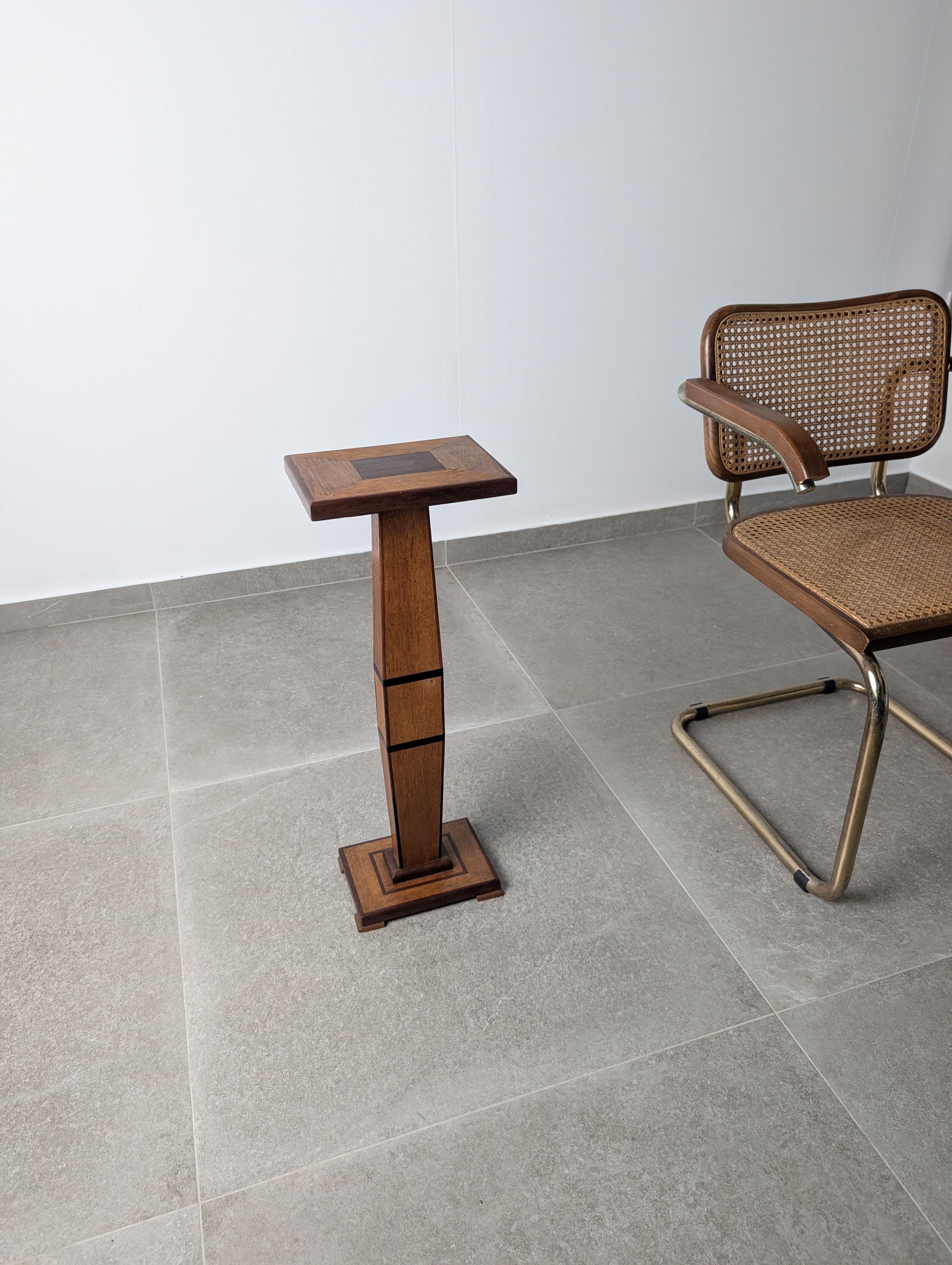 Columna Pedestal Art Deco en Madera con Marquetería Geométrica, Francia, 1920s - Imagen 11