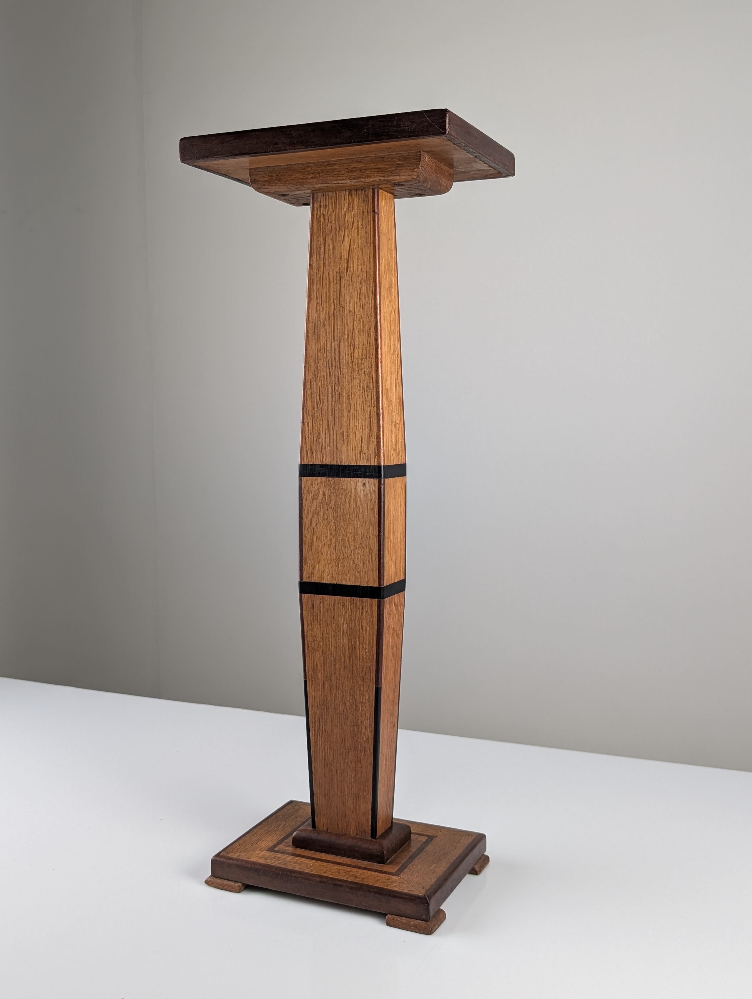 Columna Pedestal Art Deco en Madera con Marquetería Geométrica, Francia, 1920s - Imagen 3