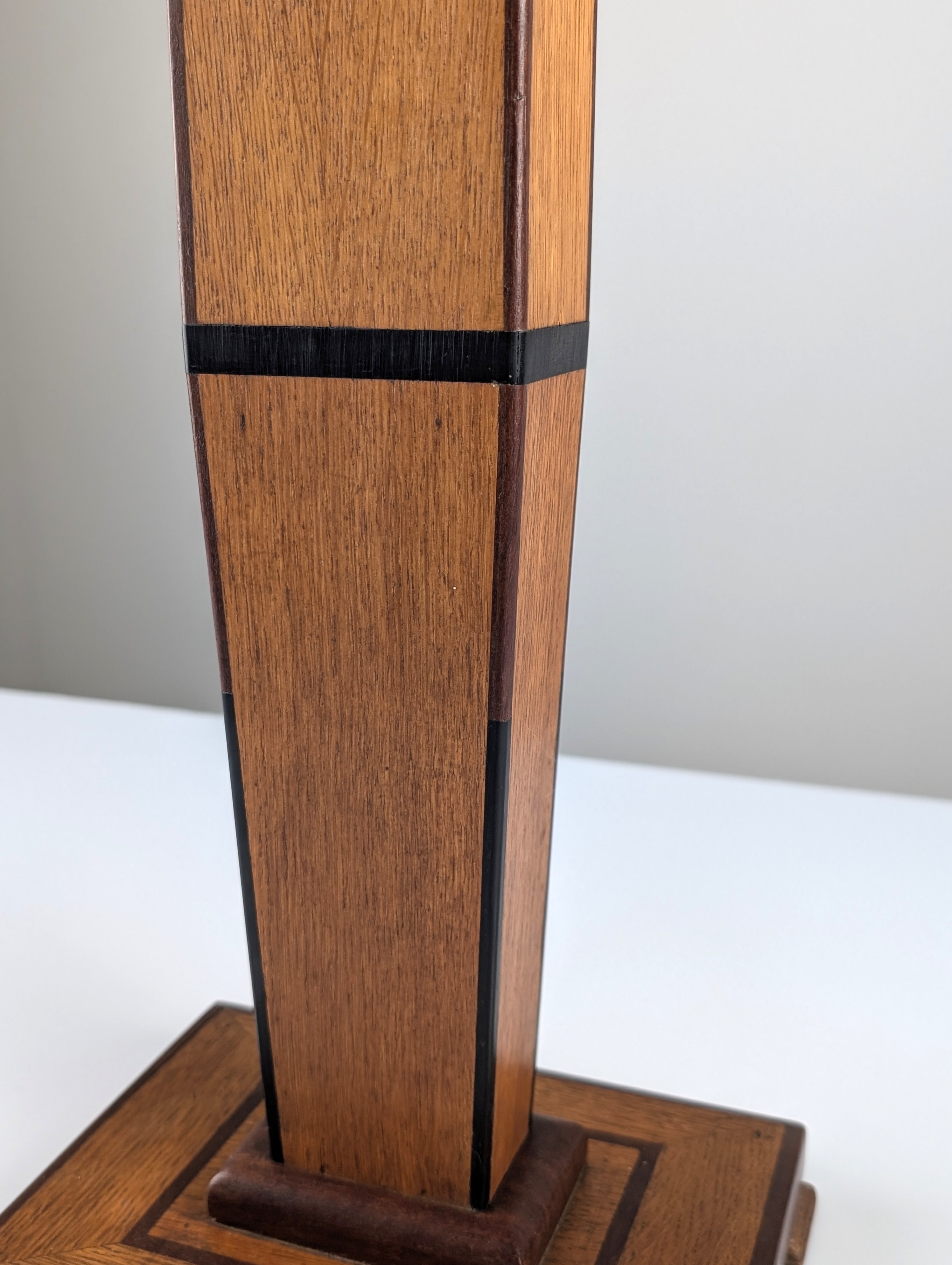 Columna Pedestal Art Deco en Madera con Marquetería Geométrica, Francia, 1920s - Imagen 4