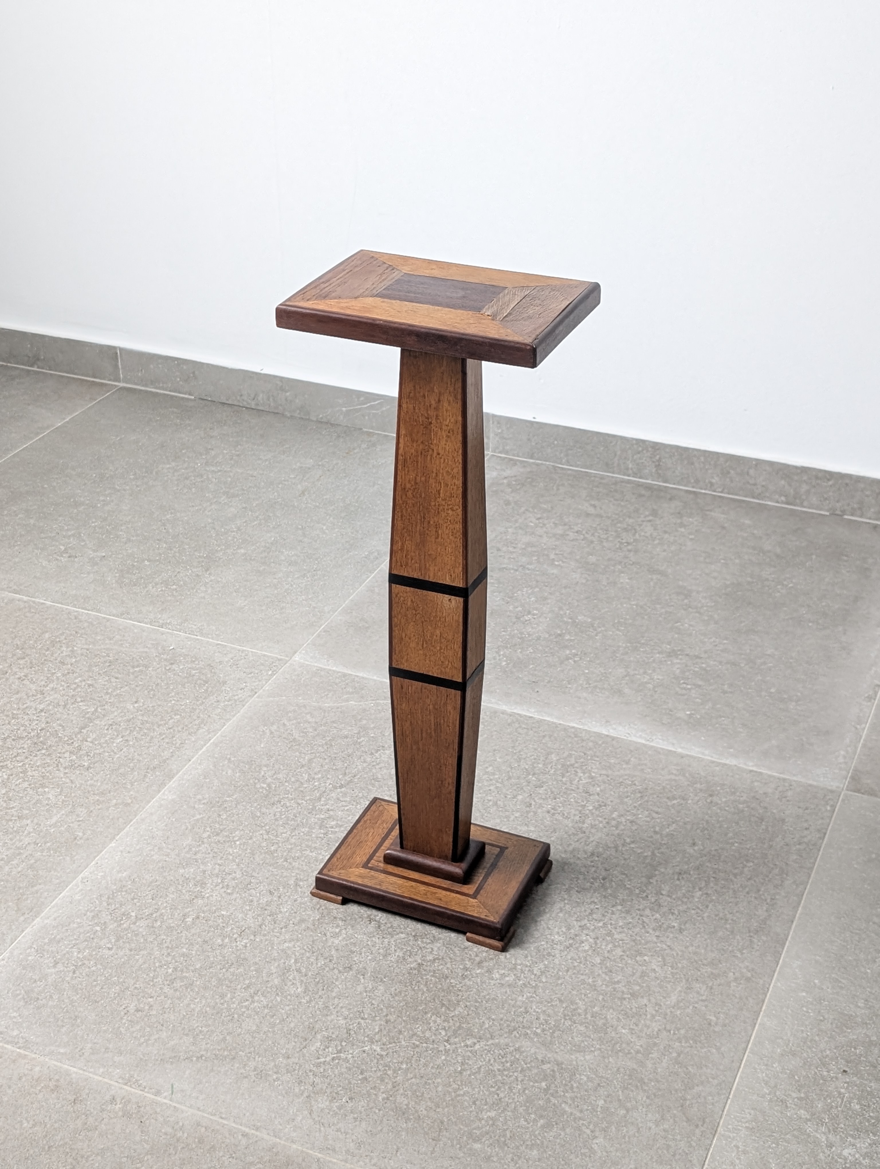 Columna Pedestal Art Deco en Madera con Marquetería Geométrica, Francia, 1920s - Imagen 12